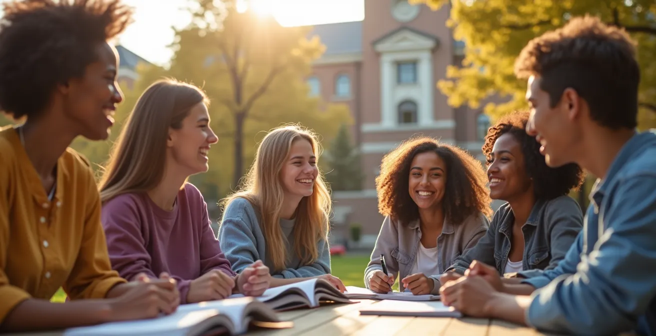 Étudiants québécois d'origines diverses bénéficiant d'un enseignement accessible et inclusif